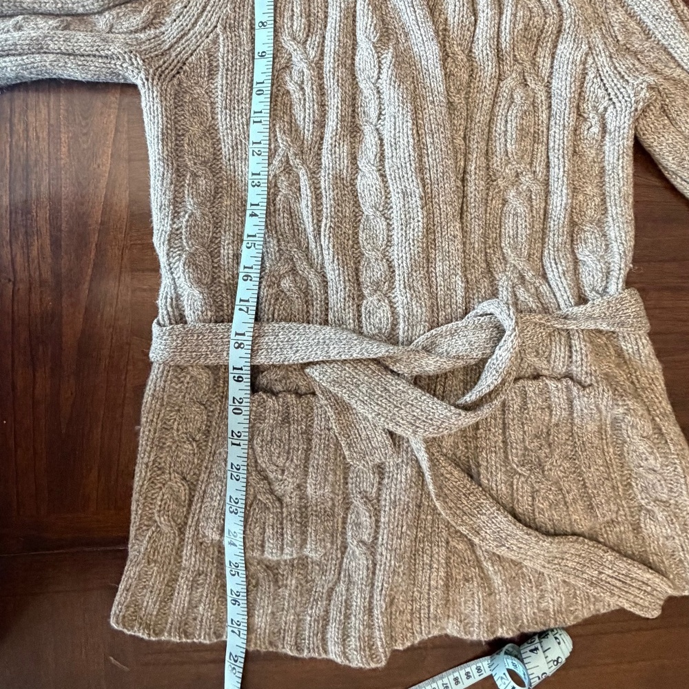 Abercrombie & Fitch Y2K Hooded Lambswool Brown Cardigan with Tie, Size Medium - Picture 12 of 15